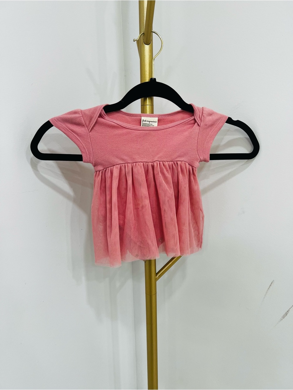 First Impressions Pink Tulle-Trim Baby Camisole Top